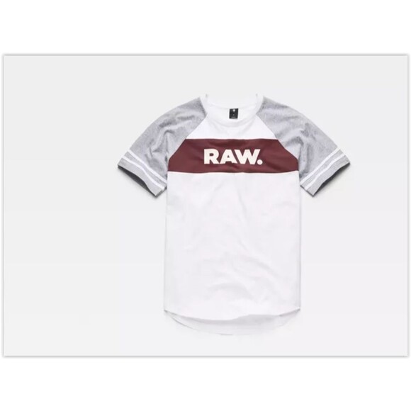 NWT G Star Raw BEATAL Loose Raglan Logo Tee, White/Grey Heather XL - Picture 5 of 5